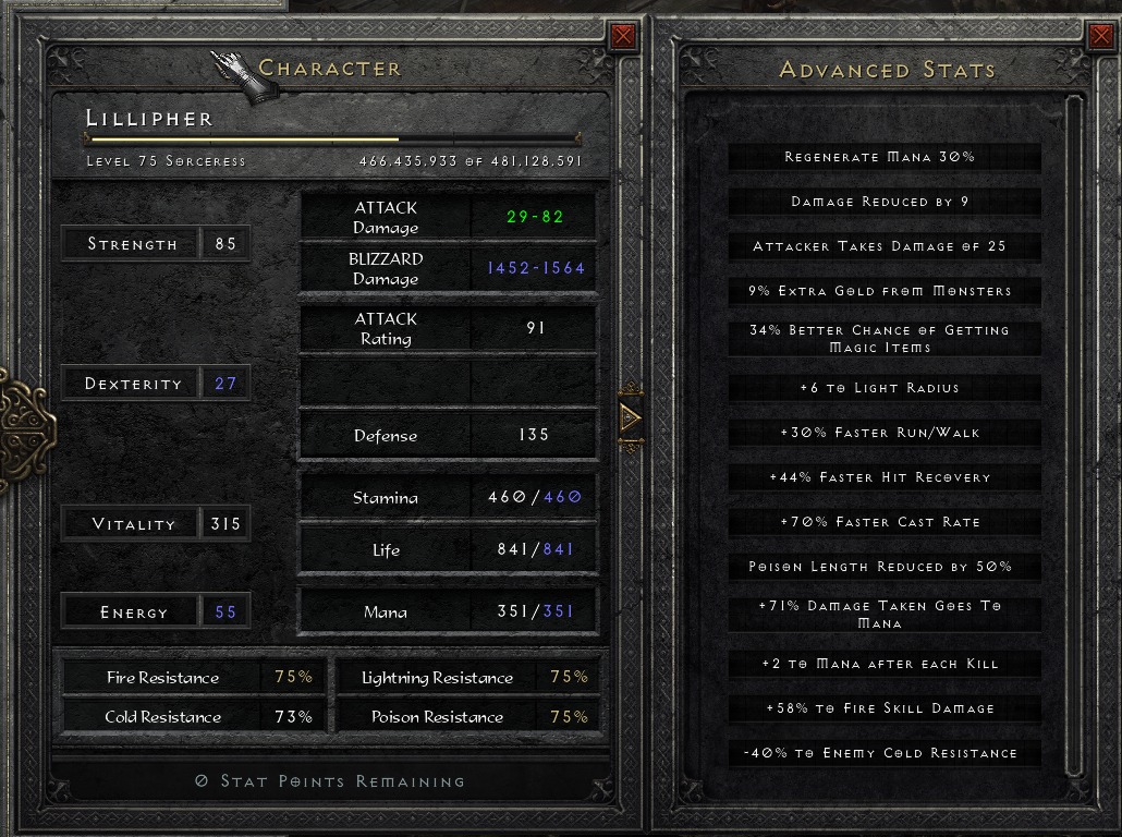 Day 5 Hell setup stats