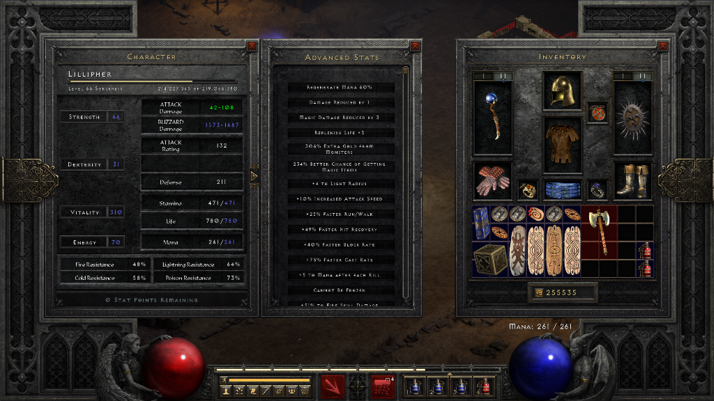 Magic Find stat screen after Goldwrap