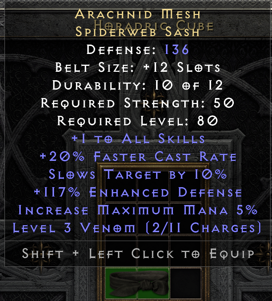 Arachnid Mesh Spiderweb Sash