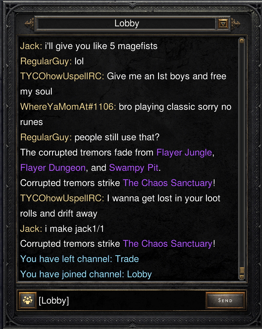 Lobby chat Ist trade nonsense