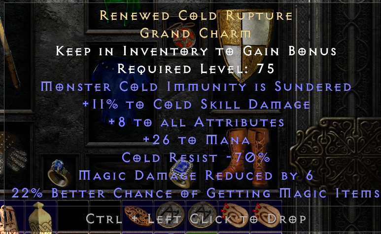 Renewed Cold Rupture crafted cold sunder charm
